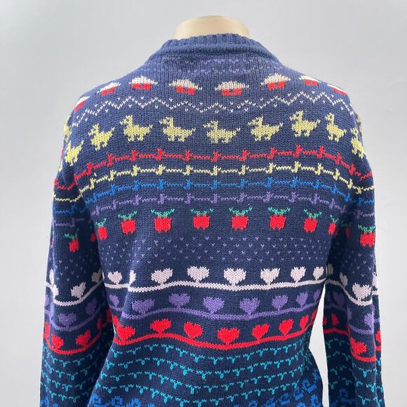 Eclipse LA Vtg Sweater Cardigan Women L Novelty Knit School Animals Heart Preppy - Picture 5 of 9